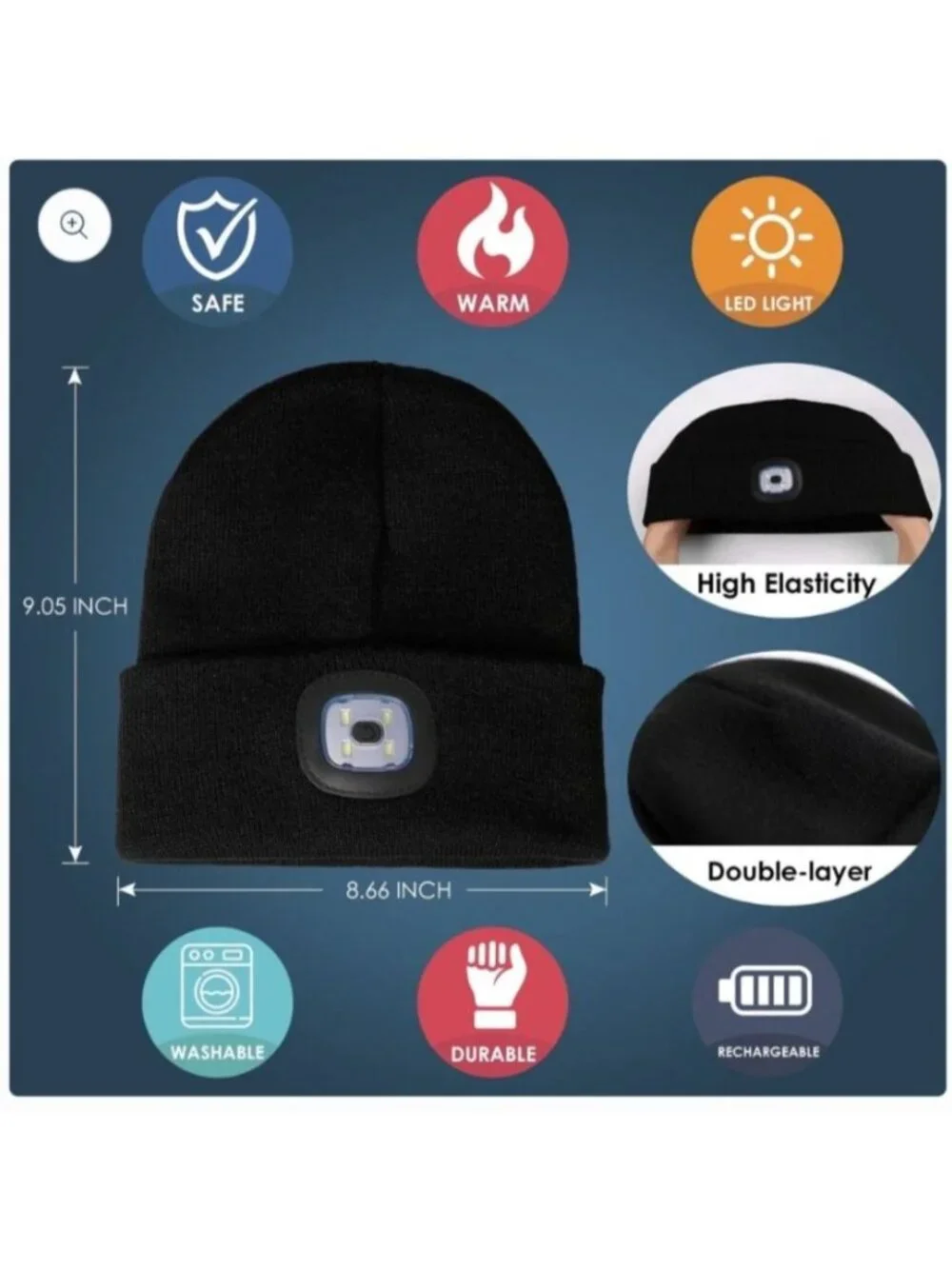 Lvaiz LED Beanie Rechargeable Headlamp Pink Soft Knit Winter Outdoor Activities